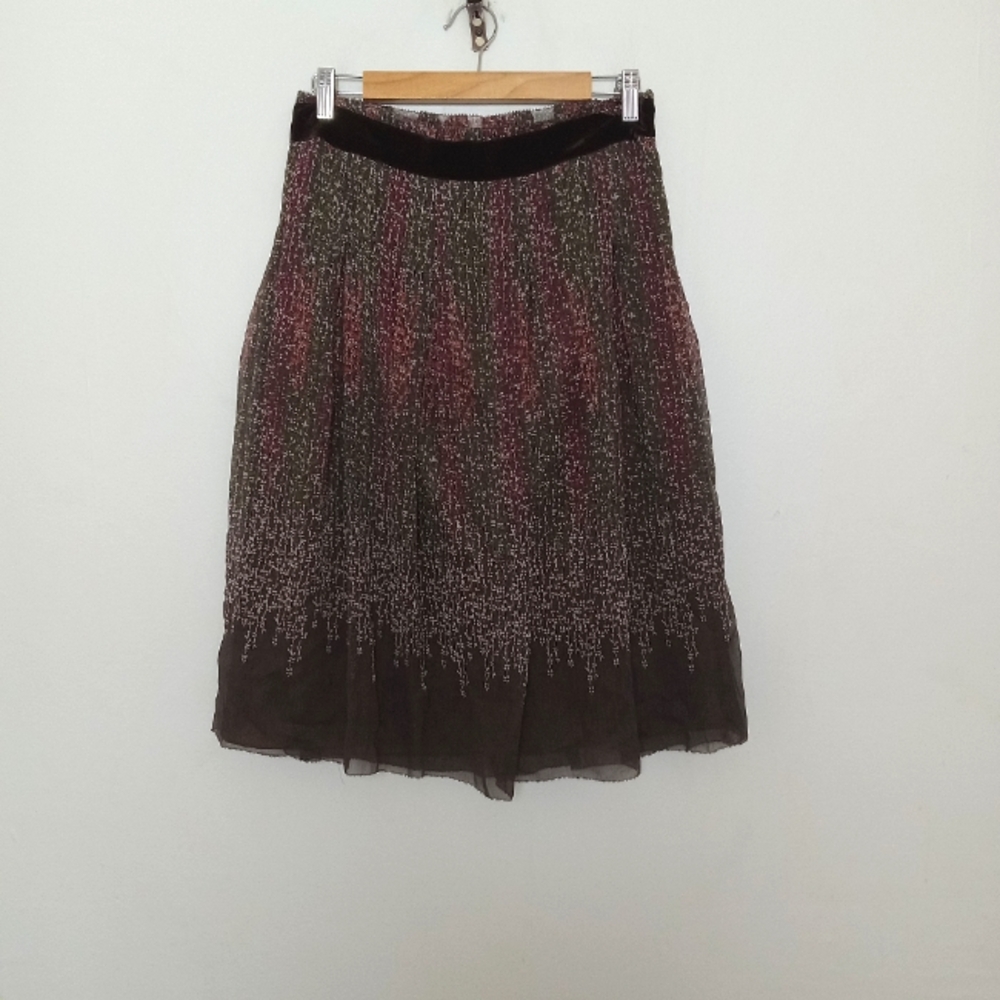 Banana Republic Size 6 Silk Organza Abstract Floral Fully Lined Skirt